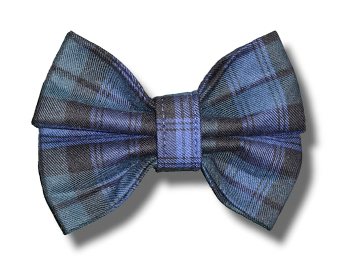 Blue & Green Black Watch Tartan Dog Bow Tie