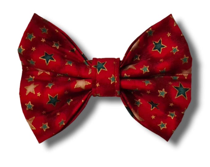 Festive Christmas star dog bow tie