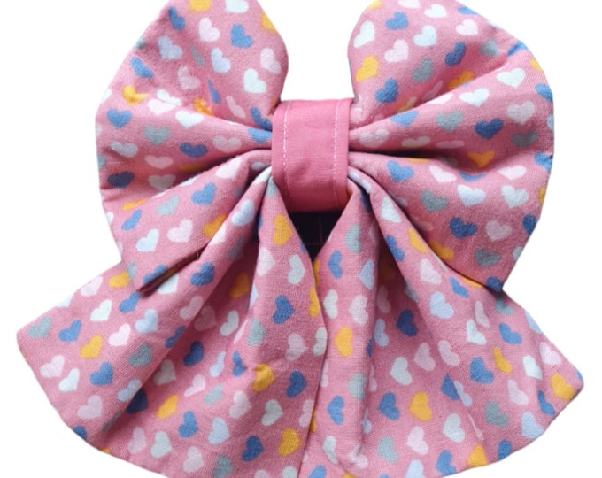 Dusky pink love heart valentines bow or sailor bow