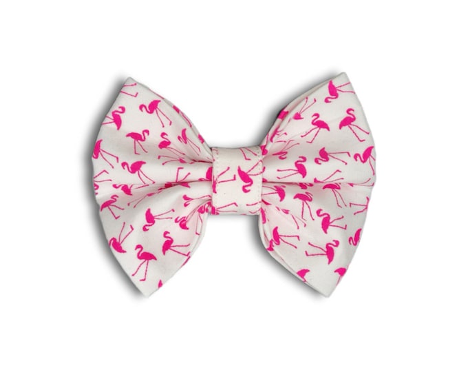 Pink Flamingo Print Dog Bow Tie