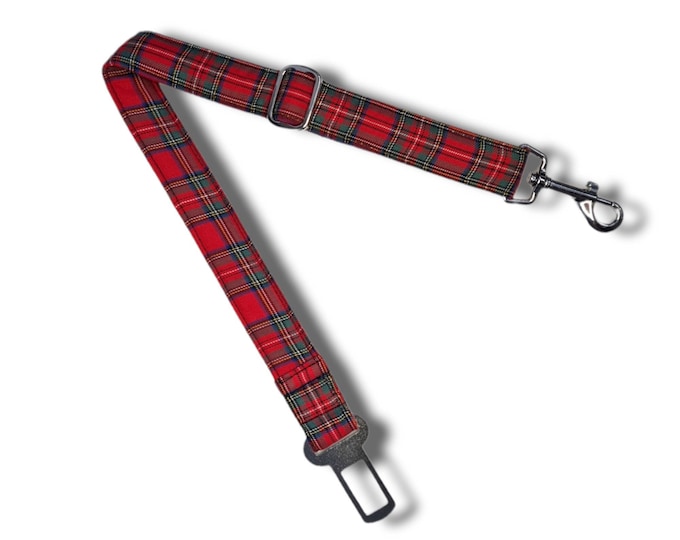 Dog seatbelt - Red and black tartan