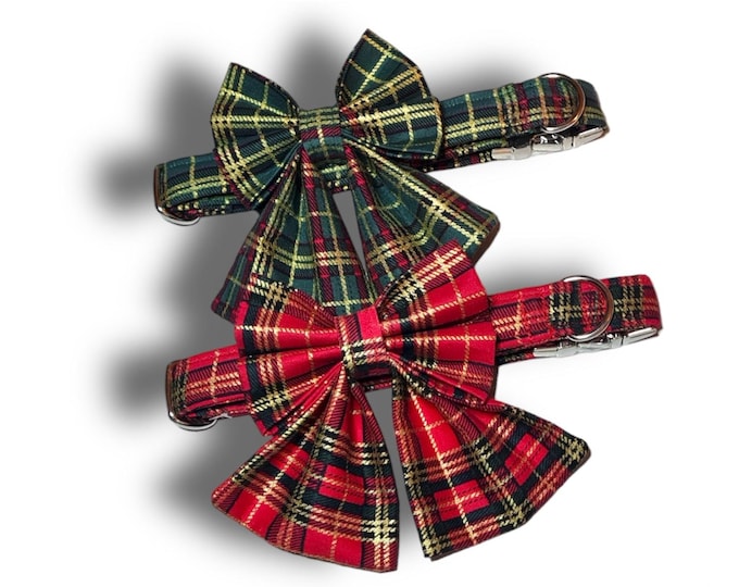 Festive Christmas dog collar and sailor bow