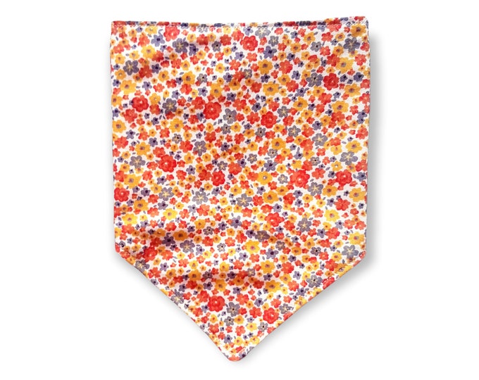 Orange ditsy clip on dog bandana