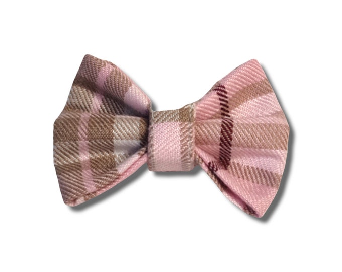 Pink Tartan Dog Bow Tie