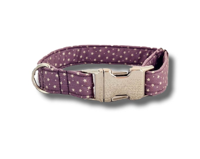 Small star and dots print dog collar, tiny stars