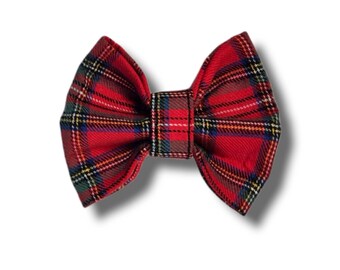 Red and Black Tartan Dog Bow Tie