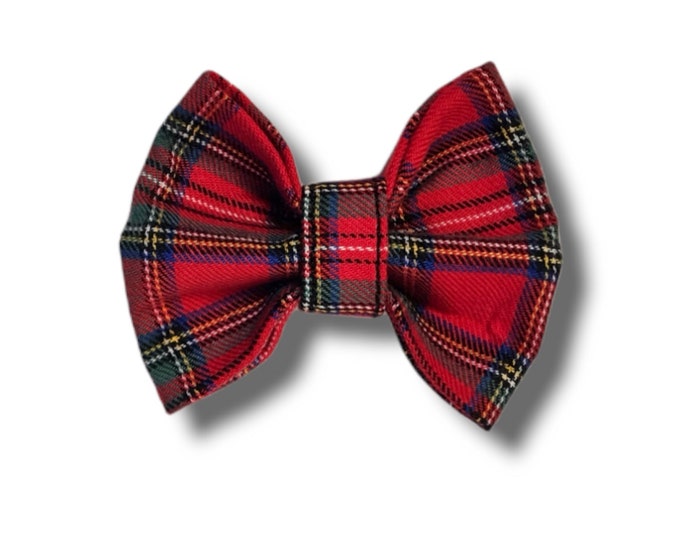 Red and Black Tartan Dog Bow Tie