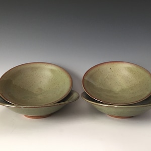 Set of 5 low  profile soup or salad bowls hand thrown in stoneware