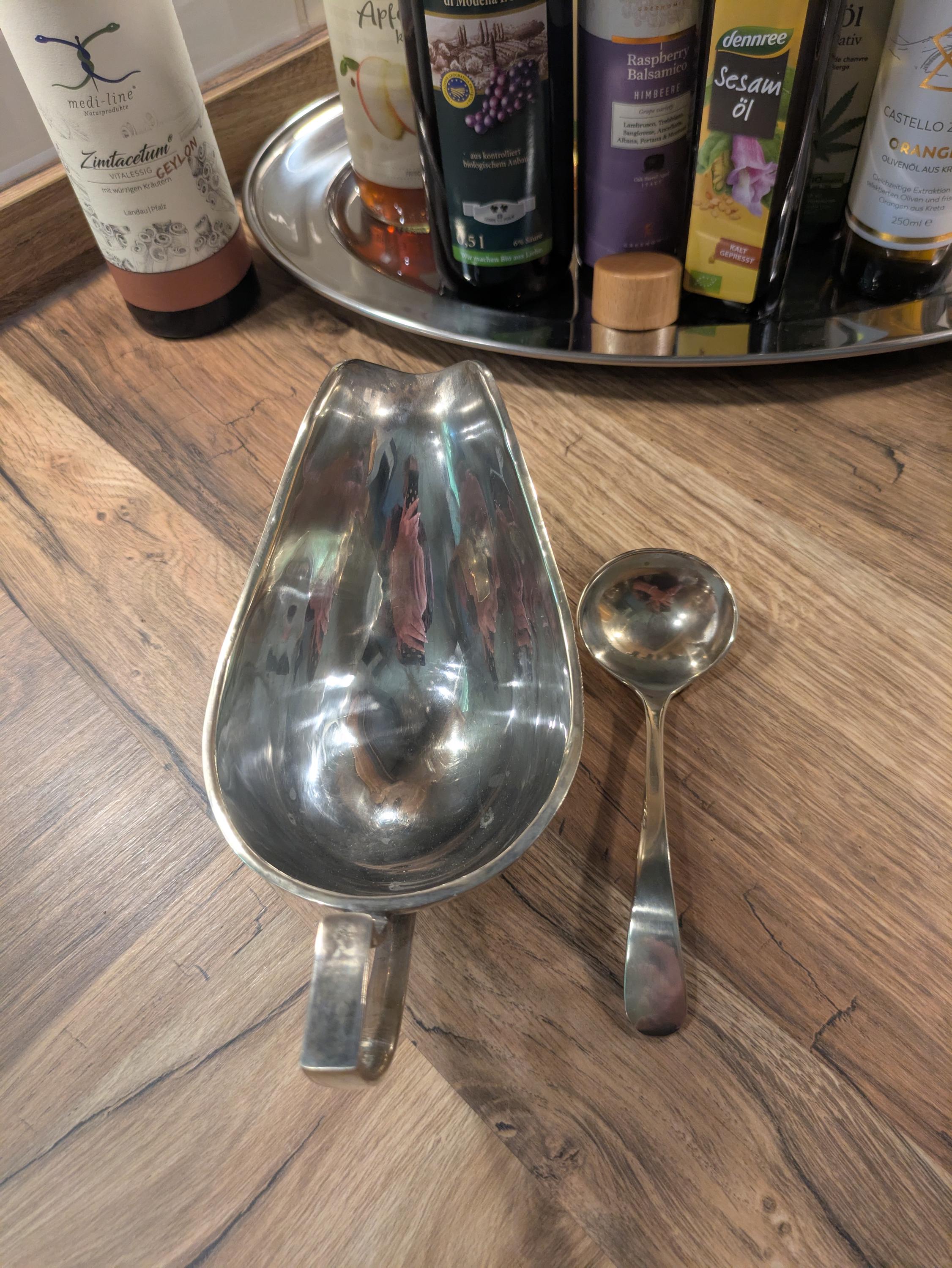 Saucière Vintage En Inox Avec Sa Cuillère - Métal Argenté