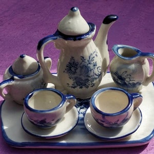 Older doll service with a tray hand-painted