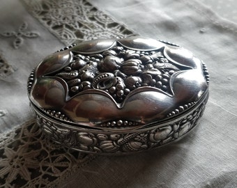 Vintage Sterling Silver Heart Pill Box Small Size 1987