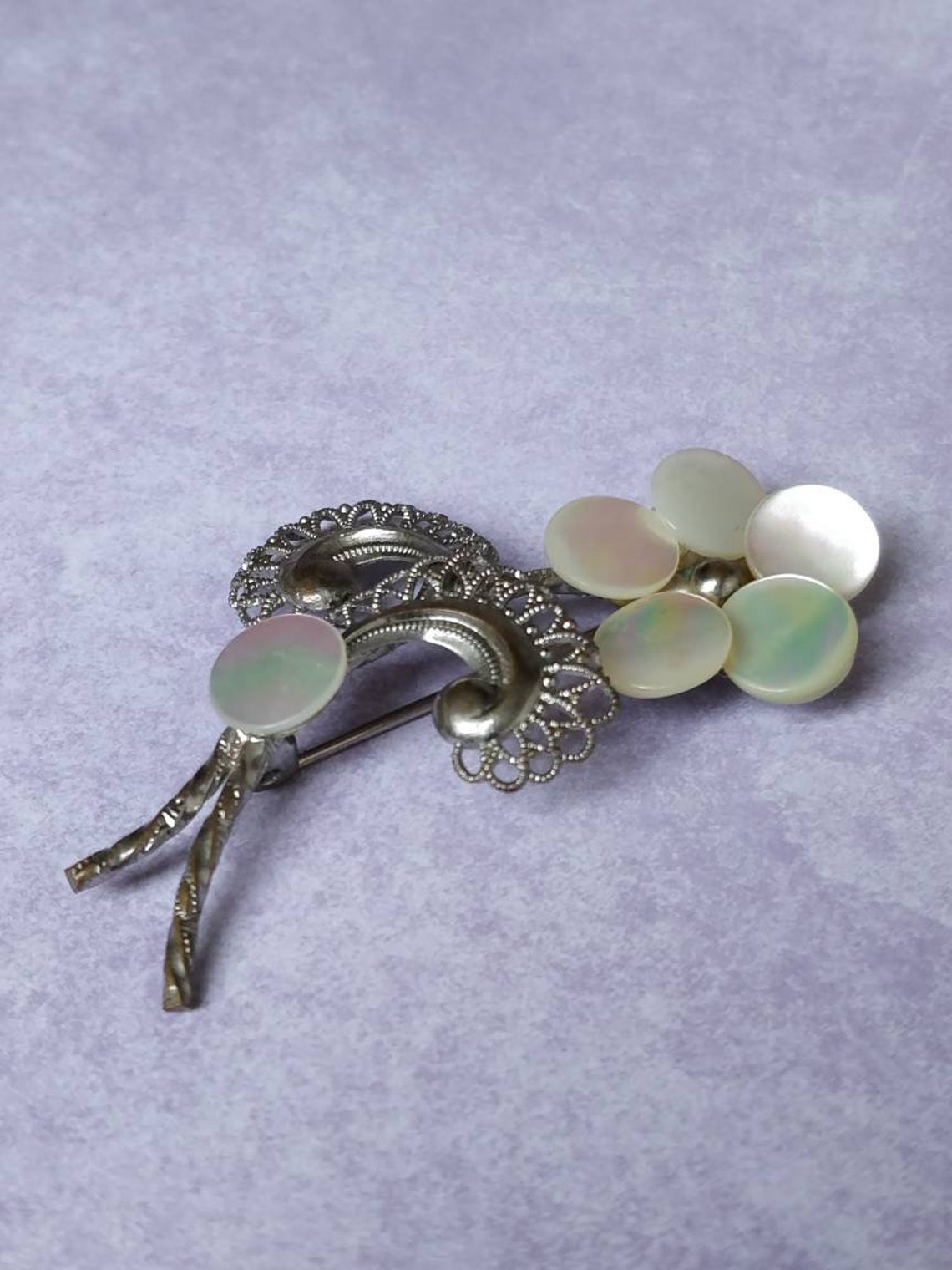 Lapel pin with real motherofpearl Etsy