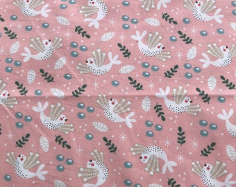 Jersey, cotton jersey, salmon with birds