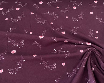French Terry, purple with beautiful flowers