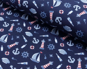 Beautiful soft cotton jersey with maritime print
