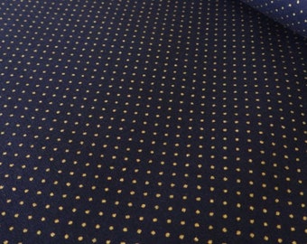 Cotton (woven fabric) dark blue with gold dots