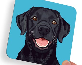 Labrador Black Dog Coaster | Lab House Pet Decor Placemat. Animal Lover Kitchen Living Room Gifts