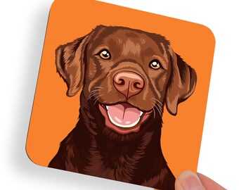 Labrador Brown Dog Coaster | Lab House Pet Decor Placemat. Animal Lover Kitchen Living Room Gifts