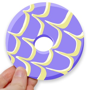 Purple Party Circle Biscuit Coaster. Nostalgic British UK English Tea Gift. Bright Colourful Food Foodie Graphic Illustration Gifts