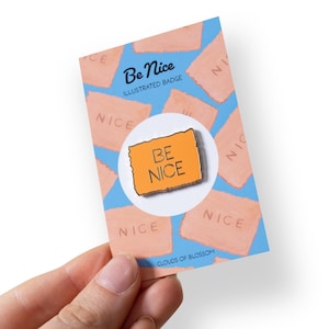 Be Nice Enamel Pin Badge Nostalgic British Biscuit Waterproof UK English Gift Colourful Food Biscuits Illustration Colourful Fun Pins Badges