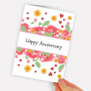 Carte de graines d'anniversaire à planter. Carte de voeux joyeux anniversaire fleurs sauvages. Aquarelle Fleurs Tournesol Rose Floral Rose Peint Main