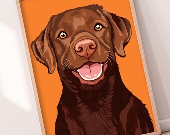 Labrador Brown Dog Print | A4 A3 House Pet Wall Art Pink Poster. Animal Lover Kitchen Living Room Gifts Personalised Colour