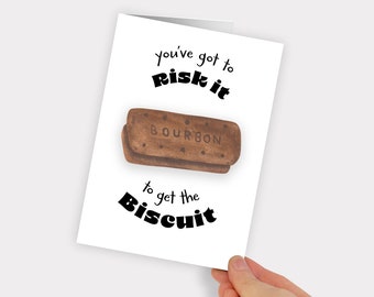 Bourbon British Biscuit Greeting Card. Good Luck Exam New Job Driving Test University Cards. UK English Tea Gift. Food Graphic Illustration.