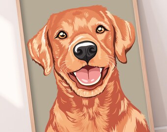 Labrador Red Ginger Lab Dog Print | A4 A3 House Pet Wall Art Pink Poster. Animal Lover Kitchen Living Room Gifts Personalised Colour