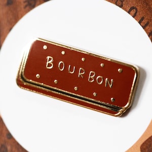 Bourbon Enamel Pin Badge Nostalgic British Biscuit Waterproof UK English Gift Colourful Food Biscuits Illustration Colourful Fun Pins Badges