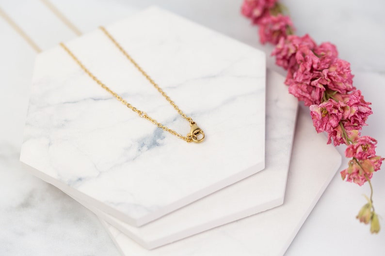 Real Pressed Forget Me Not Necklace in Hammered Gold Bezel. Something Blue Wedding Bridal Bride Flower Girl Bridesmaid Jewellery. image 3