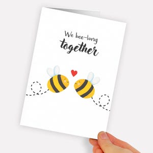 Carte de graines à planter Bee-Long Together. Carte de voeux joyeux anniversaire fleurs sauvages Saint-Valentin anniversaire abeille. Aquarelle abeilles et coeur