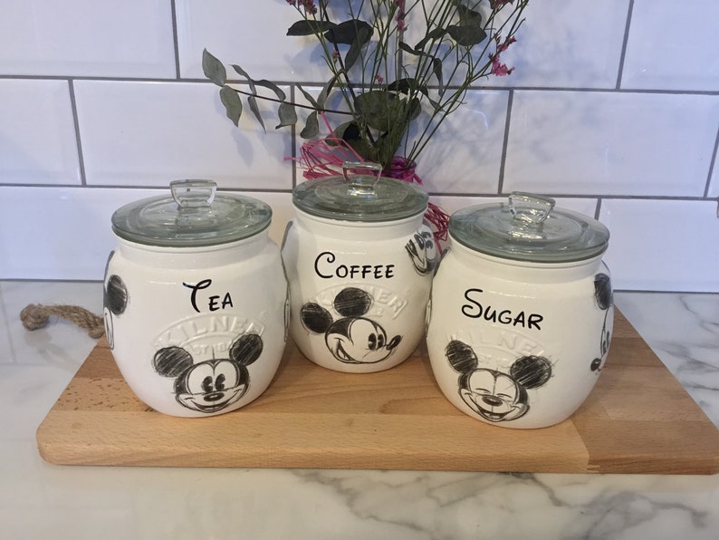 Hand Drawn Disney Mouse Themed Beverage Storage Jars