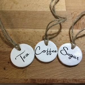 Handmade rustic Clay Tags - Labels - Tea Coffee Sugar Tags - Gift Tags - Name Tags