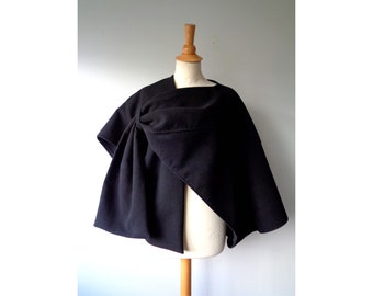 Cape poncho jacket black asymmetrical woman Imany