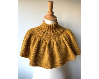 Poncho short hide shoulder collar rising bohemian chic yellow curry Maly