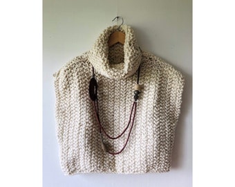 Handmade women's sweater ecru big mesh Helga