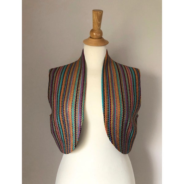 Gilet boléro veste femme rayures multicolores TYSOH