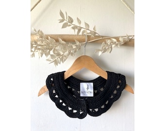 Col amovible noir crochet fait main Evy