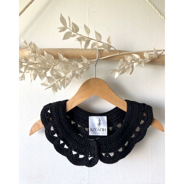 Col amovible noir crochet fait main Evy