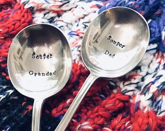 Souper Dad/Grandad/Mum/Grandma - Hand Stamped Vintage Cutlery