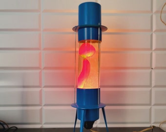 Super rare old vintage 1990y. Soviet scarlet collectible lava lamp space rocket style lamp decor lamp lamp gift red lava blue lamp