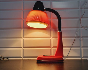 Vintage Table Lamp / Desk lamp / Office lamp / Mid-century / Red table lamp / Yugoslavia / the 60s / Gooseneck lamp reading lamp children's