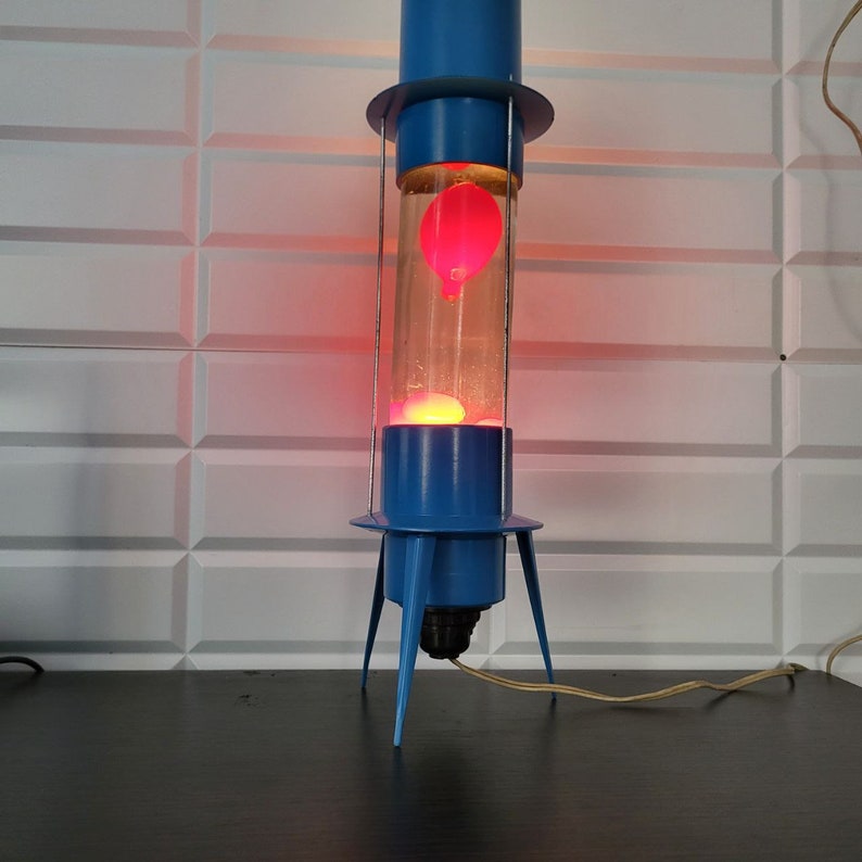 Super rare old vintage 1990y. Soviet scarlet collectible lava lamp space rocket style lamp decor lamp lamp gift red lava blue lamp zdjęcie 5