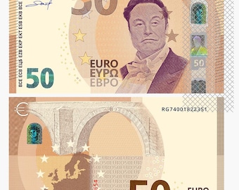Billete de 50 euros personalizado: Impresión de dinero personalizada (archivo digital)