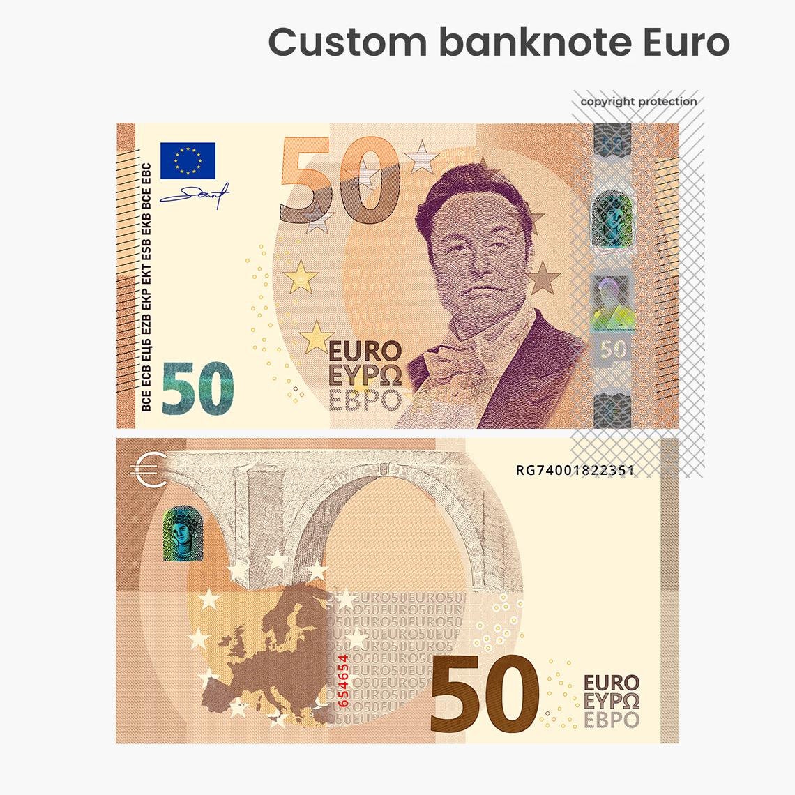 Custom 50 Euro Banknote: Personalized Money Print (digital File) - Etsy