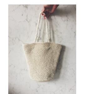 PATRÓN PDF Bolso Tote de yute de rafia a crochet - bolso de crochet fácil patrón pdf bolso de compras de yute de paja