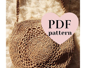 PDF PATTERN Crochet Raffia Bucket Bag French Market Bag Straw | Etsy