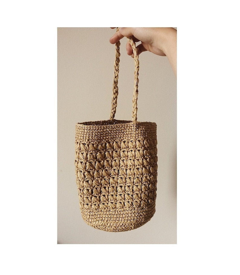 Elise Raffia Bag Crochet Basket Bucket Bag Straw Tote Market | Etsy UK