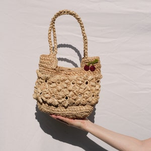 SYLVIE raffia crochet basket bag market tote market shoulder bag Parisian aesthetic French girl look Scandinavian vanilla style Matilda