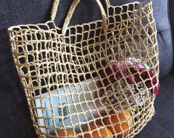 Cécile - Handmade French Raffia Basket Bag Bucket Jane Birkin Straw Rattan Net Market Tote Beach